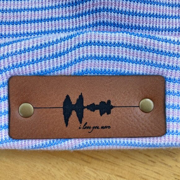 I Love You More Soundwave Newborn Baby Beanie - Blue/Pink - Premade - Picture 2 of 9